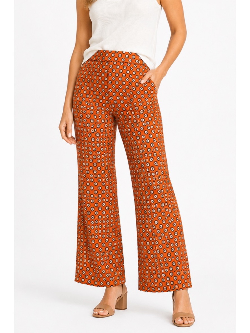 Jones New York Orange Retro Mid-Rise Pull-on Trousers size XL - Picture 1 of 4